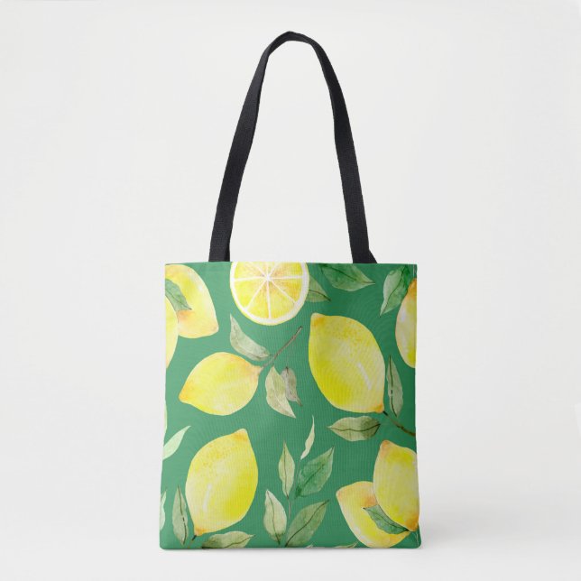 Bolso De Tela limón, acuarela, fondo, fruta, wallpape (Anverso)