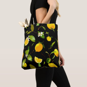 Bolso De Tela Limón acuático y hojas 15