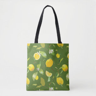 Bolso De Tela Limón acuático y hojas 5