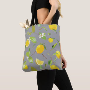 Bolso De Tela Limón acuático y hojas 7