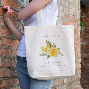 Bolso De Tela Limón Botánico Mínimo Leafy Boho Baby Shower