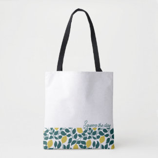 Bolso De Tela Limón Squeeze the Day, cítrico dibujado a mano