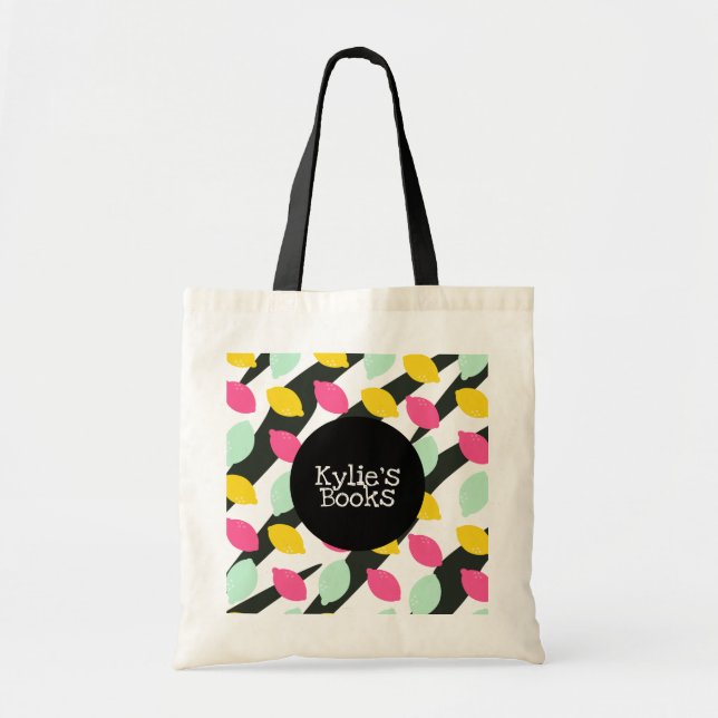 Bolso De Tela Limonada Valiente Limones Limas Libros De Bibliote (Frente)
