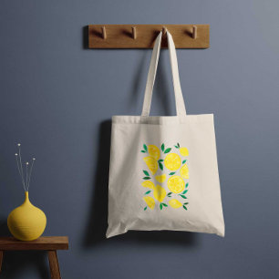 Bolso De Tela Limones acuarelas - amarillo y verde