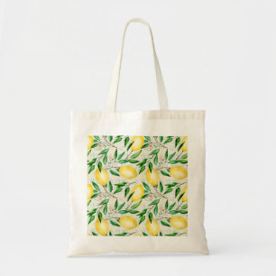 Bolso De Tela Limones acuarelas, patrón de fruta sin costura.