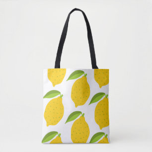 Bolso De Tela Limones amarillos, patrón artístico sin costura.
