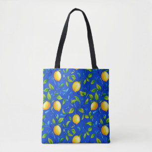 Bolso De Tela Limones de jardín italiano soleado. Cielo azul. Bo