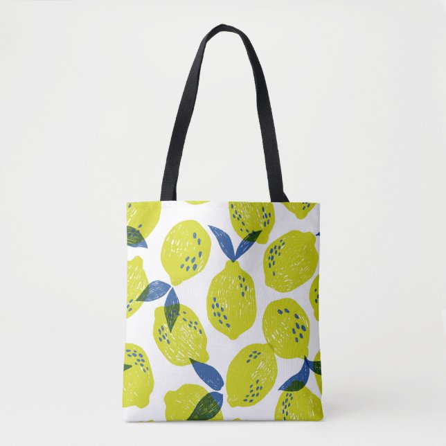 Bolso De Tela Limones jugosos: patrón inoxidable vintage. (Anverso)