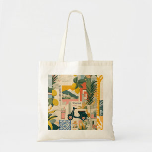 Bolso De Tela Limones Mediterráneos Amarillos Vintage Costa Ital