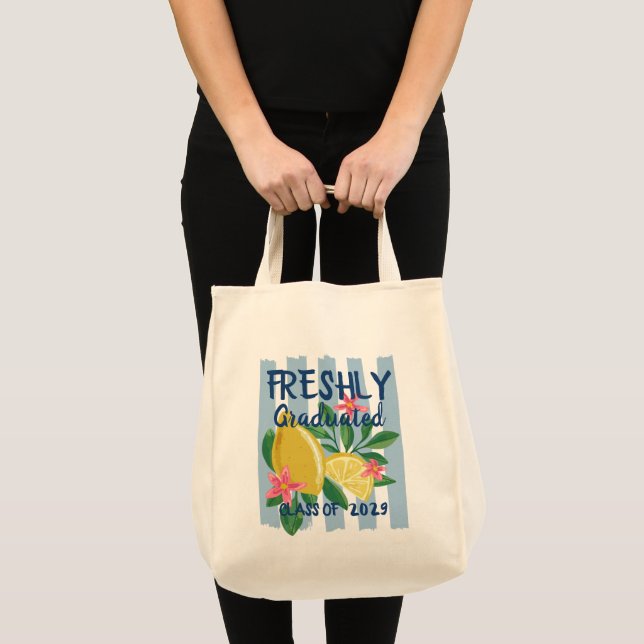 Bolso De Tela Limones Rayas Azules Recién Graduado (Anverso (producto))