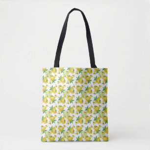 Bolso De Tela Limones y Limas con Hojas Verdes Amarillo y Verde
