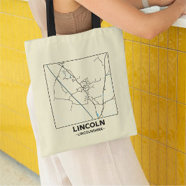 Bolso De Tela Lincoln, Lincolnshire City Map Tote Bag