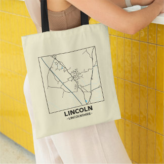 Bolso De Tela Lincoln, Lincolnshire City Map Tote Bag