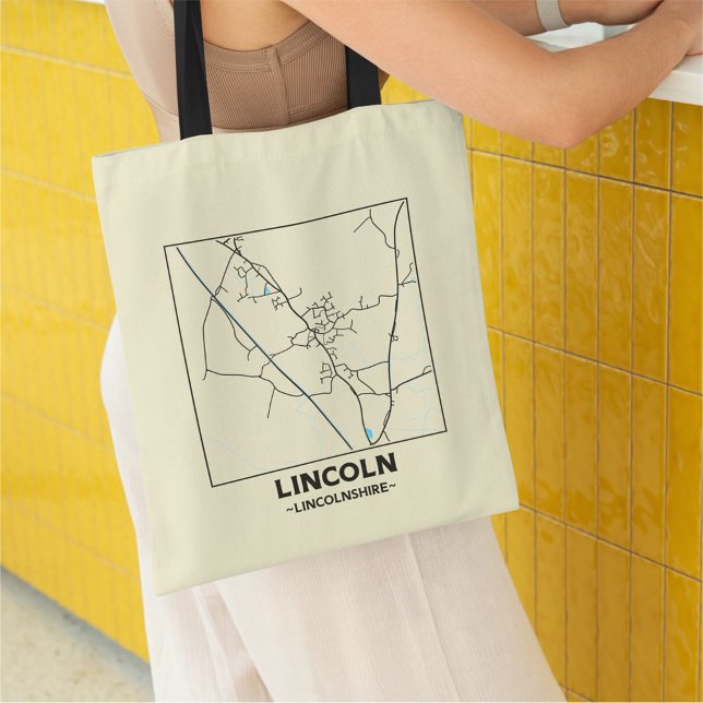 Bolso De Tela Lincoln, Lincolnshire City Map Tote Bag (Subido por el creador)