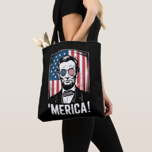 Bolso De Tela Lincoln Merica 4 de Julio Bandera Americana Vintag