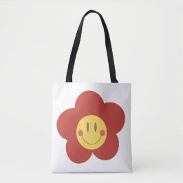Bolso De Tela Linda Flor Sonriente Estética Retro Cara Feliz Des