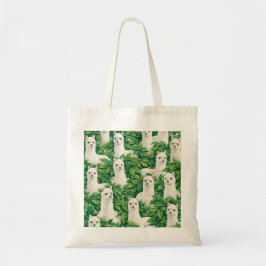 Bolso De Tela Lindas Alpacas Blancas en Hojas Verdes Tropicales