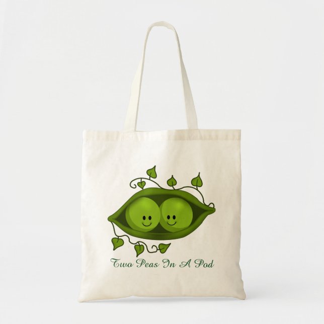 Bolso De Tela Lindas Dos Guisantes En Una Vaina (Frente)