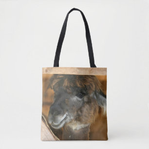 Bolso De Tela Lindo Alpaca Marrón Llama Granja Animal 