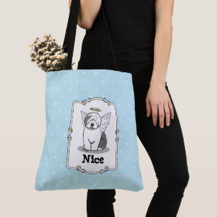 Bolso De Tela Lindo Angel Viejo Oveja Inglés (Gris 1) - Cute