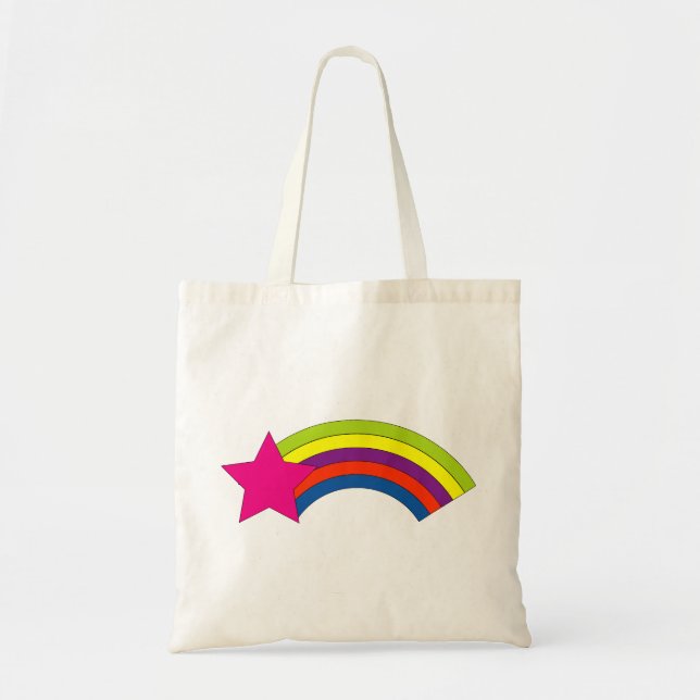 Bolso De Tela Lindo Arcoiris de Color Rosa Estrella (Frente)