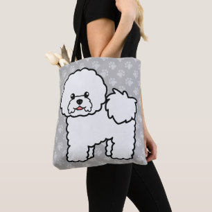 Bolso De Tela Lindo Bichon Frise Blanco de Dibujos Animados Sobr