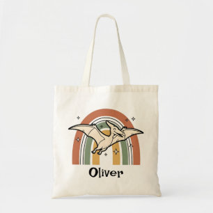Bolso De Tela Lindo Boho Dinosaurio Volador de Tonos Terrosos y 