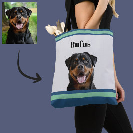 Bolso De Tela 🐾Lindo Chic Personalizado Perro Mascota Foto Verd