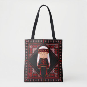 Bolso De Tela lindo chica palestino bordado tatuaje rojo