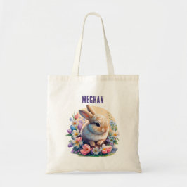 Bolso De Tela lindo conejito de Pascua añada nombre