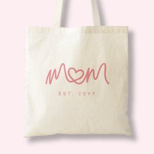 Bolso De Tela Lindo Corazón Rosa Simple Escritura Mamá Estableci