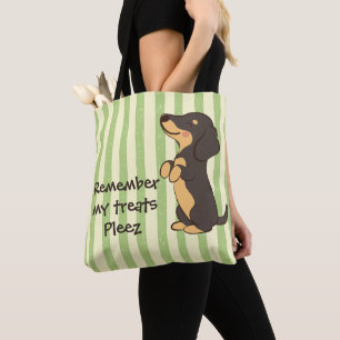 Bolso De Tela Lindo Dachshund Negro Pidiendo Golosinas Rayas