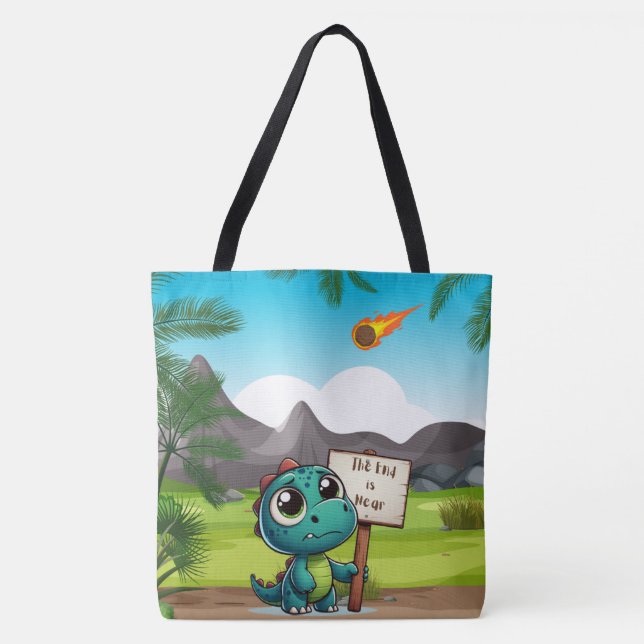 Bolso De Tela lindo, divertido dinosaurio (Anverso)