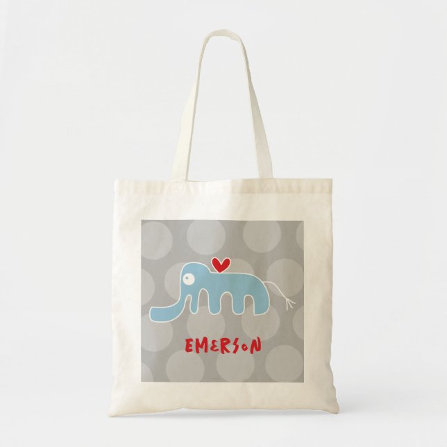 Bolso De Tela Lindo Elefante Azul de Dibujos Animados Amor Diver (Frente)