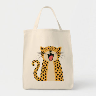 Bolso De Tela Lindo Felino Salvaje Sonriente Dibujo Animado