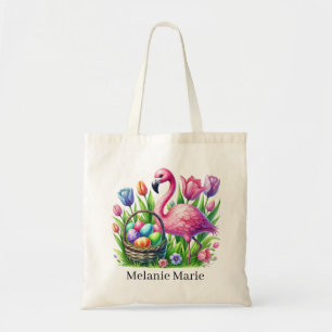 Bolso De Tela Lindo flamenco rosa de Pascua agregar nombre