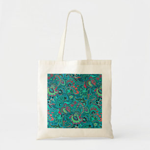 Bolso De Tela Lindo floral turquesa vintage