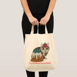 Bolso De Tela lindo gatito grisáceo gato vestido con navidades
