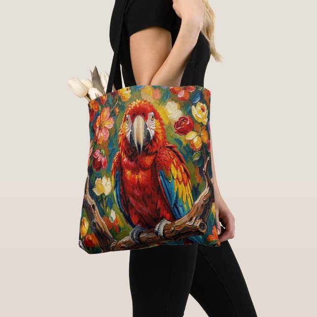 Bolso De Tela Lindo guacamayo loro de impasto  (Detalle)
