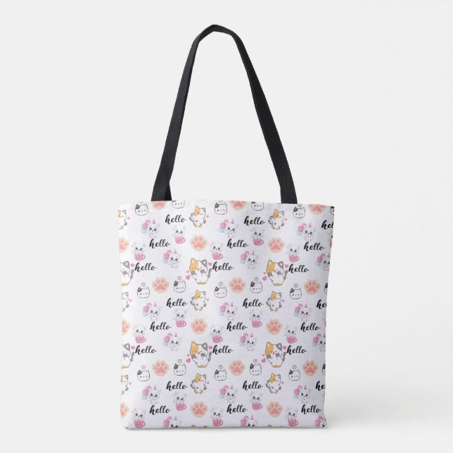 Bolso De Tela lindo hola gatito (Reverso)