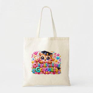 Bolso De Tela Lindo Kawaii Felicitaciones Graduado Búho Pastel P