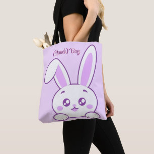 Bolso De Tela Lindo Kawaii Pastel Morado Conejo Asomando Persona