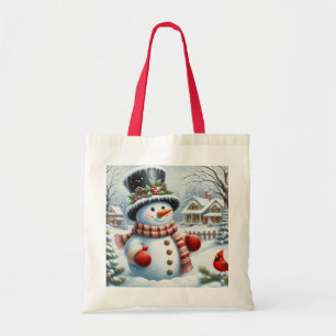 Bolso De Tela Lindo, navideño vintage/whimsical/muñeco de nieve 