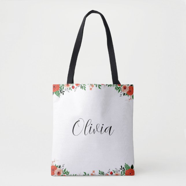 Bolso De Tela Lindo nombre Olivia de dibujos animados femeninos  (Anverso)