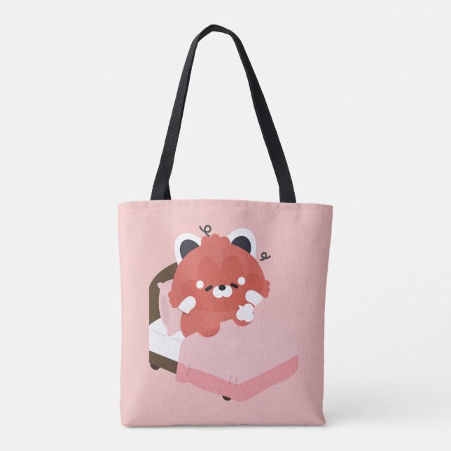 Bolso De Tela Lindo Panda Rojo Cansado (Reverso)