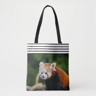 Bolso De Tela Lindo Panda Rojo Rayado