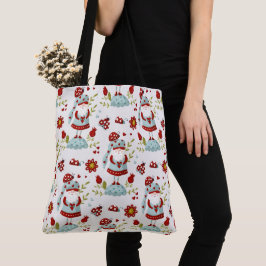 Bolso De Tela Lindo patrón floral de gnomo escandinavo