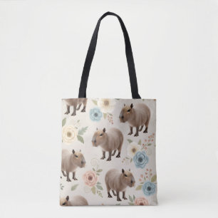 Bolso De Tela Lindo patrón sin fisuras de capibara en acuarela