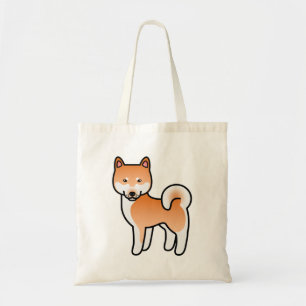 Bolso De Tela Lindo perro Shiba Inu de dibujos animados rojo