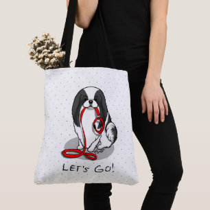 Bolso De Tela ¡Lindo! ¡Vamos! Perro Chin Japonés (negro y blanco